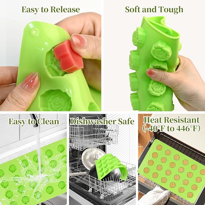 24 Cavity Rose Mold Silicone, Non-Stick Flower Molds Silicone, Reusable Rose Chocolate Mold for Cake Chocolate Candy Cupcakes Pudding Ice Cube Soap Making