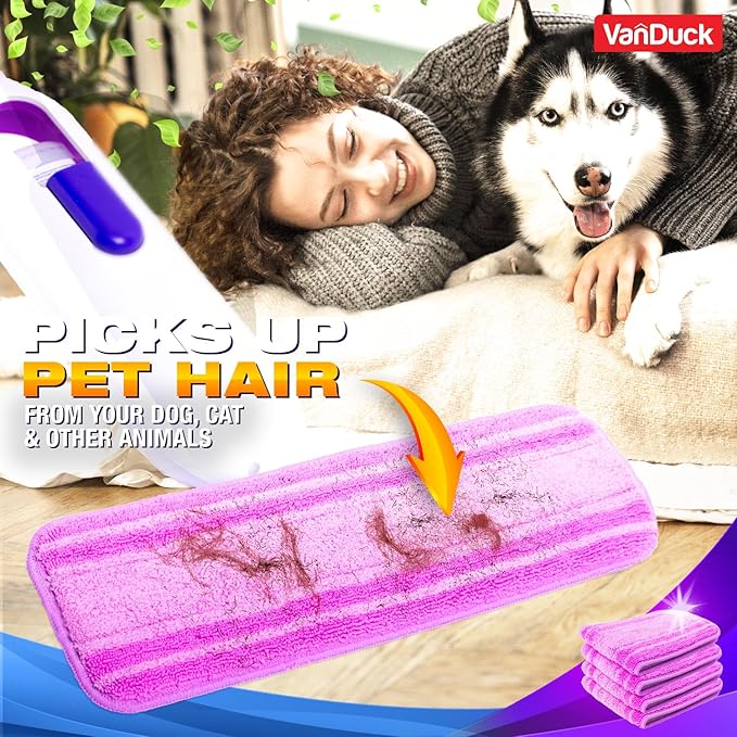 VanDuck Reusable Mop Pads Compatible with Swiffer PowerMop (4 Pack) - Multi-Surface Mopping Pad Refills for Hardwood Floor Cleaning