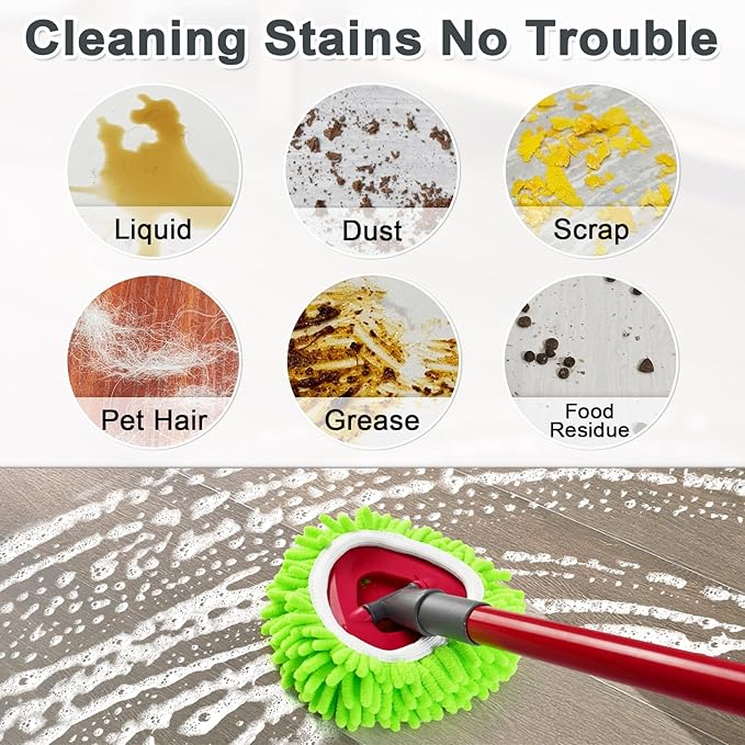 Mop Heads Replacements, 6 Pack Spin Mop Refill Replace Head for O Cedar RinseClean 2 Tank System, Microfiber & Chenille, Machine Washable and Safe for Cleaning All Hard-surfaced Floors