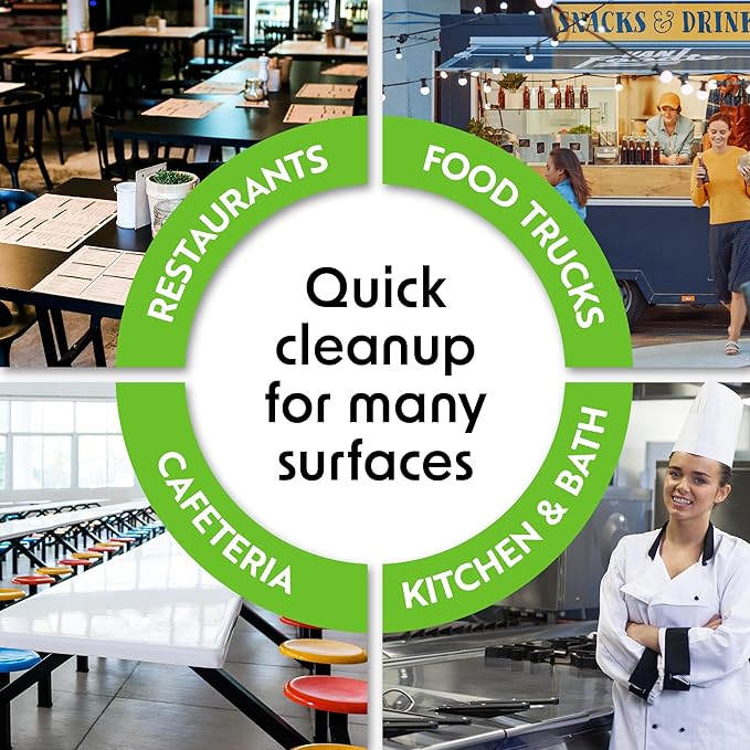 Wipex Table Bussers - Natural Cleaning Vinegar Counter and Table Wipes, 400 Ct Unscented Disposable Plant-Based Cloth for Tables, Counters, Surfaces for Restaurant, Cafes and Home Use, Pack of 4