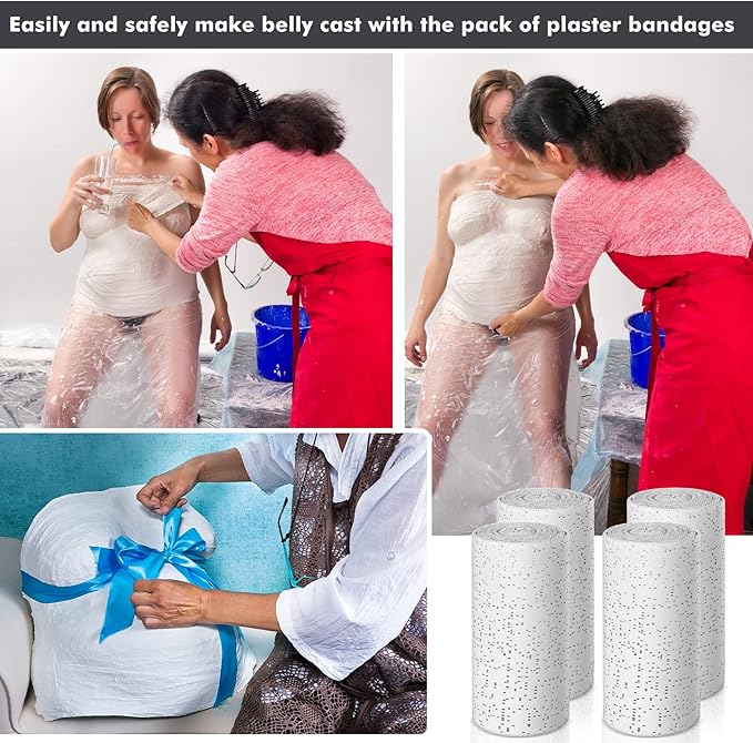 20 Pack Plaster Cloth Gauze Bandage Rolls for Art Craft Project Each Roll 5 Yards Plaster Strip Gauze Wrap Bulk for Body Casts Belly Molds Mask Making Sculptures(6 x 180 Inch)