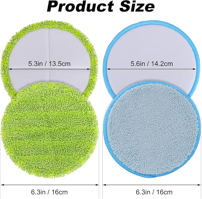 Electric Mop Pads, 6.3inch Floor Cleaning Round Spin Mop Pads for Electric Mop, 6.3inch Round Spin Electric Mop Pads (10 Pack)