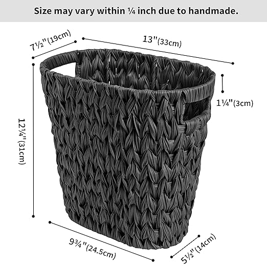 GRANNY SAYS Wicker Waste Basket, Waterproof Bathroom Trash Can, Decorative Boho Waste Baskets with Handles, Waste Basket for Bedroom, Office, 19 Liters/5 Gallons