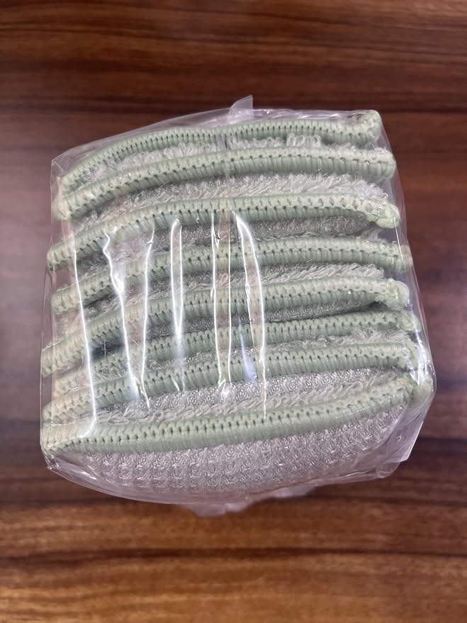 JEBBLAS Bamboo Natural Kitchen Sponges Dish Sponge Cleaning Sponge Heavy Duty Scrub Sponge for Cleaning Kitchen and Household Green (8 Pack)