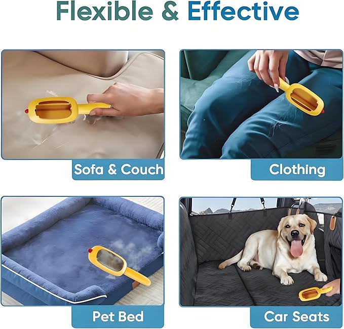 Lint and pet Hair Remover,Pet Hair Removal Glove,Clothe Hair Remover Roller,Reusable Lint Roller for Clothes,Pet Hair Remover for Clothes, Lint Brushes for Clothes(Yellow)