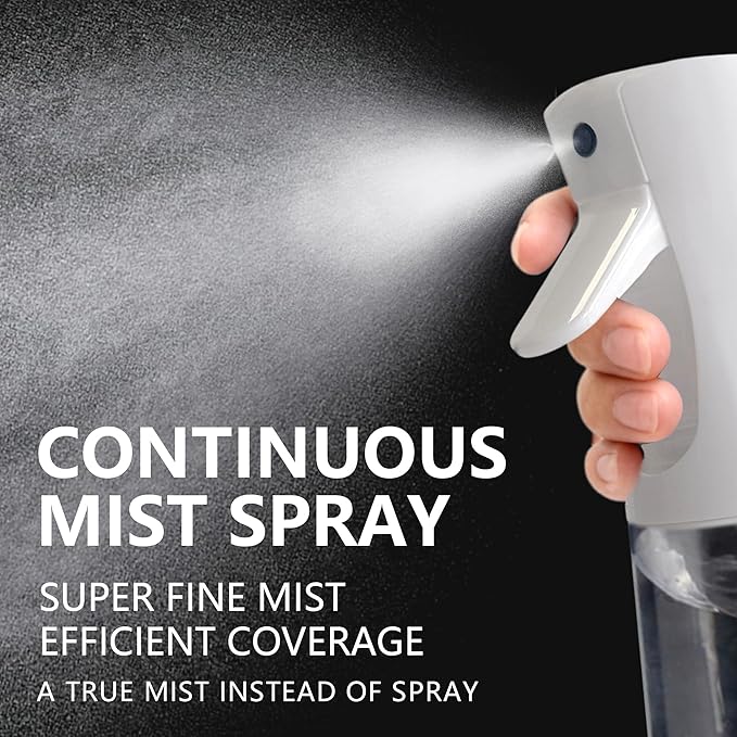 Spray Bottle for Hair Continuous Ultra Fine Mist 360° Multi Spray Bottle for Plants, Cleaning, Skin Care Leakproof & Durable 2 Pack