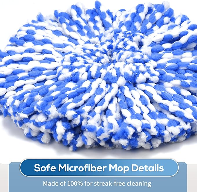 8 Pack RinseClean Spin Mop Replacement Head Refills Compatible with O Ceda RinseClean 2 Tank System, Blue Microfiber Mop Refills for Floor Cleaning