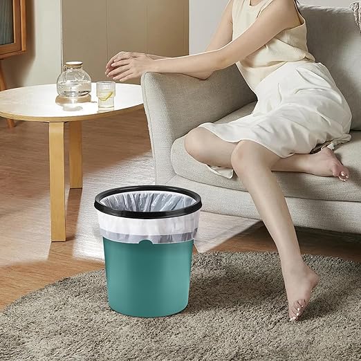 Plastic Small Trash Can Wastebasket - Garbage Can Basket for Bathrooms - Laundry Room, Kitchens, Offices, Kids Rooms, Dorms - Green