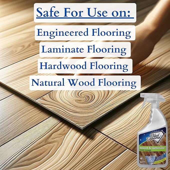 Black Diamond Stoneworks Wood & Laminate Floor Cleaner: For Hardwood, Real, Natural & Engineered Flooring –Biodegradable Safe for Cleaning All Floors (1 quart/1 gallon)
