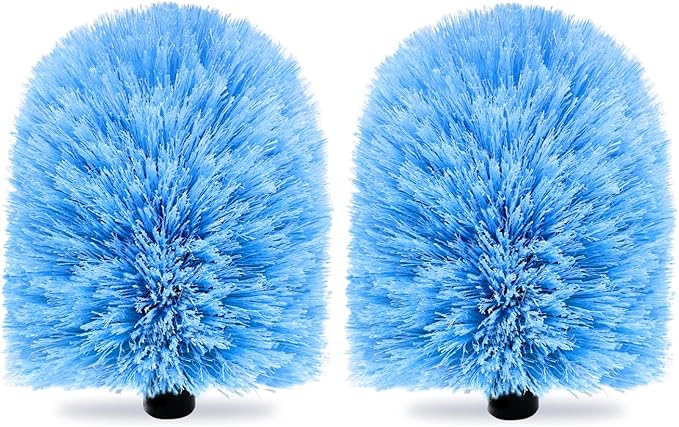 2 Pack Screw on Webster Cobweb Duster Head for Pole,Spider Web Remover Brush, Cobweb Duster Head Attachment,Fits Standard 3/4 inch Threaded Poles(Big, Blue)