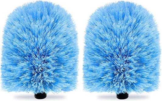 2 Pack Screw on Webster Cobweb Duster Head for Pole,Spider Web Remover Brush, Cobweb Duster Head Attachment,Fits Standard 3/4 inch Threaded Poles(Big, Blue)