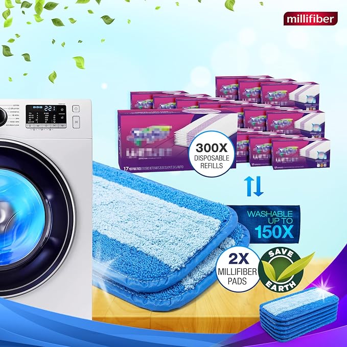 Reusable Mop Pads Compatible with Swiffer WetJet (4 Pack) - Microfiber Mop Refill for Wet Mopping Cloths - Hardwood Floor Cleaning Spray Pads are Reusable Replacements