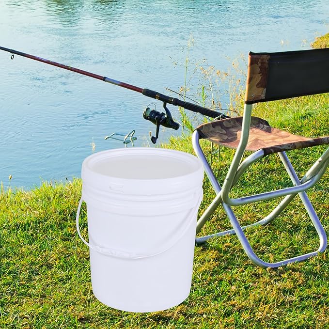 7 Gallon White Plastic Bucket Pail Container with Lids, Food Grade Bucket Pail with Airtight Lid, 4 Pack