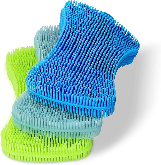 Geloo.Silicone Sponge Dish Brush, Double Sided Cleaning Brush for Dishes, Kitchen Gadgets and Accessories (3 Pack)