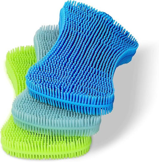 Geloo.Silicone Sponge Dish Brush, Double Sided Cleaning Brush for Dishes, Kitchen Gadgets and Accessories (3 Pack)