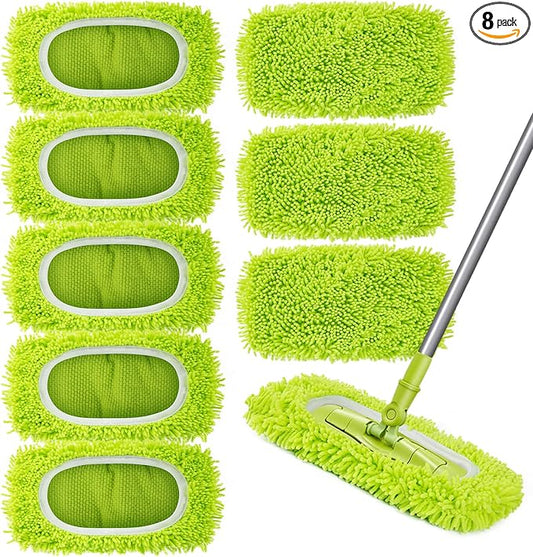 Reusable Dry Sweeping Cloths Microfiber Wet Mop Pads Compatible with Swiffer Sweeper Mop Replacement Sweeping Mopping pad Refills for Hardwood Surface Floor Cleaning (8PCS)