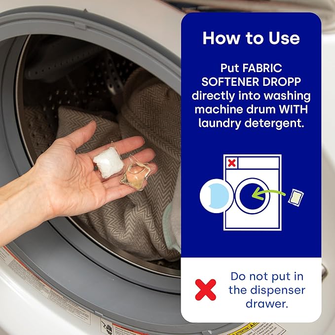 Dropps Laundry Fabric Softener Pods, Crisp Breeze (32 Pods) - Laundry Additive for Softening & Protection - HE Compatible Mineral Based Ingredients Laundry Supplies