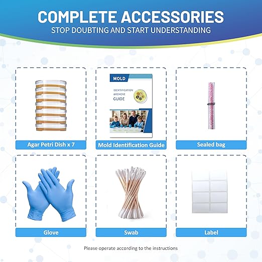 Mold Test Kit for Home,7 Simple Detection Tests,Test HVAC System,Home Surfaces, Indoor Air Quality Testing,DIY Mold Detector for Home,Includes Detailed Mold Identification Guide,Black Mold Testing kit