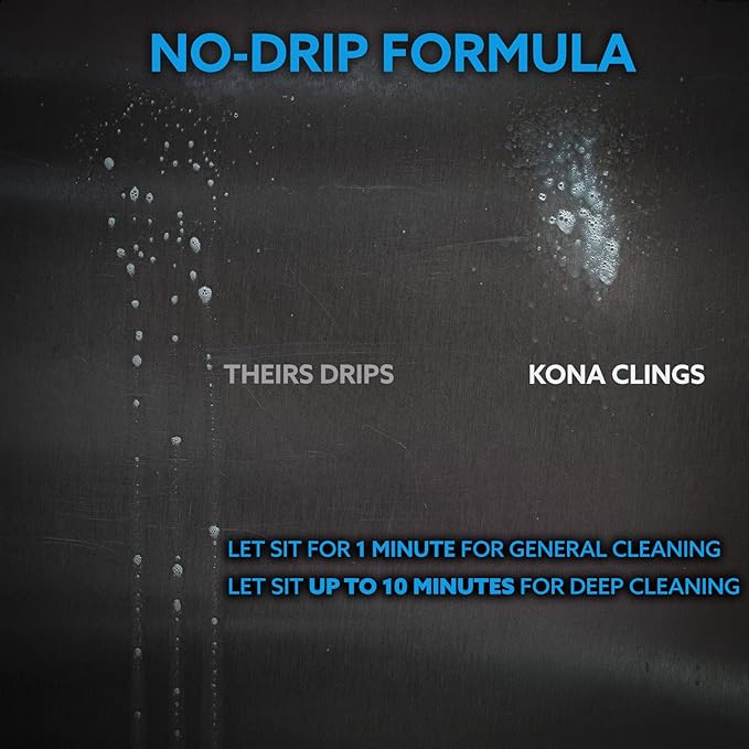 Kona Safe/Clean Grill Cleaner Spray - Now 40% More Cleaning Power, Heavy Duty No-Drip Gel, Eco-Friendly, Food Safe, BBQ Grate Degreaser, Biodegradable, Made in Michigan USA - 23oz