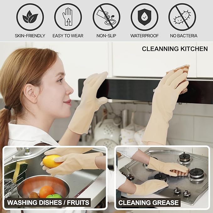 MAMISON 10 Pack Simple and Short Hands Gloves, Reusable Non-Slip Rubber Gloves Large Size