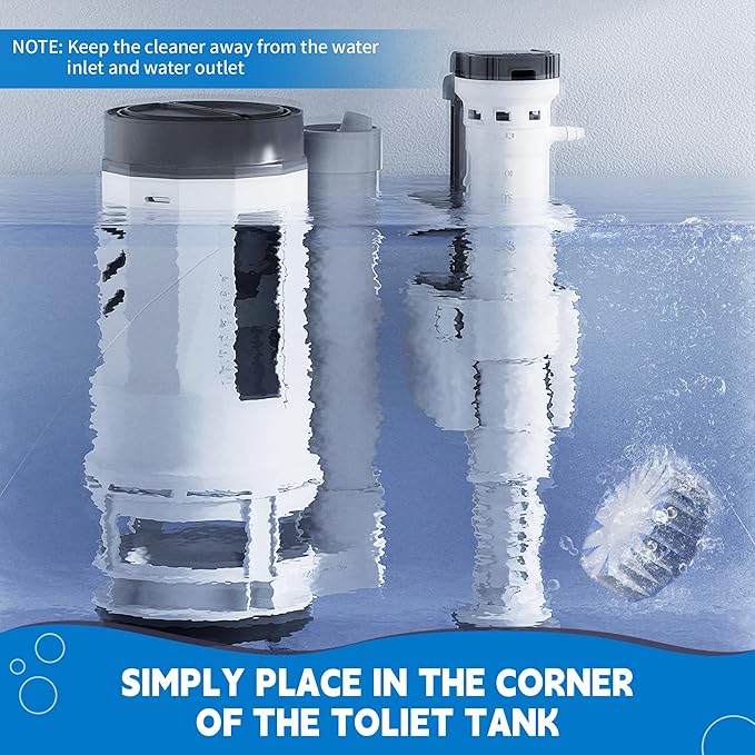 Toilet Bowl Cleaner Tablets, Automatic Toilet Tank Cleaner for Deodorizing & Descaling, Long-Lasting with Sustained Release Technology for Bathroom Cleaners, Blue, 12 Packs