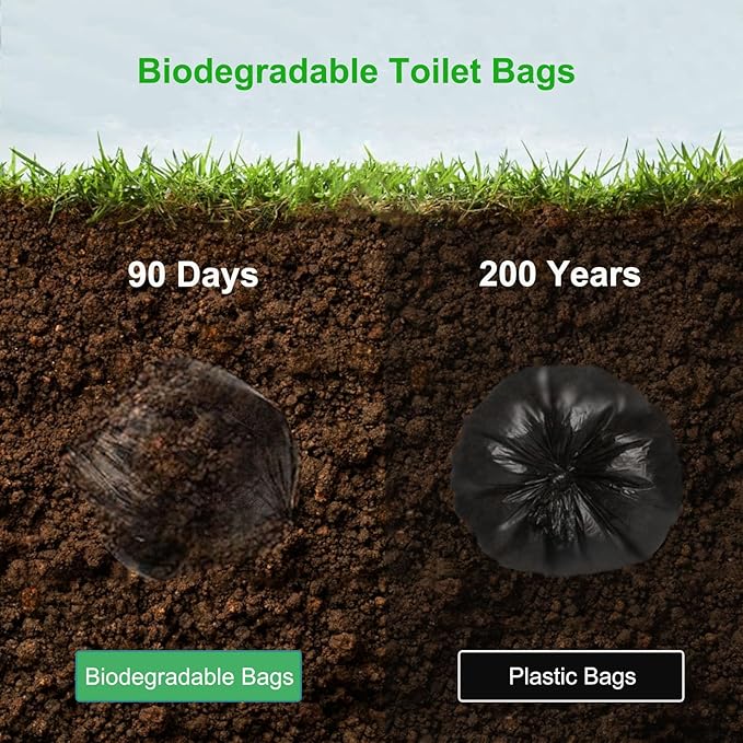 100 PCS Portable Toilet Bags for Camping, Biodegradable Porta Potty Bags - 8 Gallon Thickened Waste Bags Fit for 5 Gallon Bucket, Camping Poop Bag, Trash Bags for Home Boating Travel Outdoor