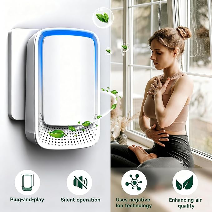 Plug In Air Ionizer Purifier for Home (6 Pack), Negative Ion Generator, Quiet Air Freshener for Bedroom, Office, Kitchen, Portable Air Filter, Mini Air Cleaner