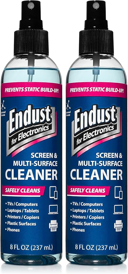 Endust for Electronics; Anti-Static, Screen & Multi-Surface Cleaner Pump Spray; Alcohol Free, Ammonia Free; 8 Fl oz (097000) (Pack of 2)