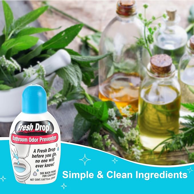 Fresh Drop Poop Odor Eliminator, Toilet Odor Eliminator, One Drop Toilet Deodorizer, Toilet Spray, Air Freshener Spray, 0.67 Fl Oz Each, 3 Pack