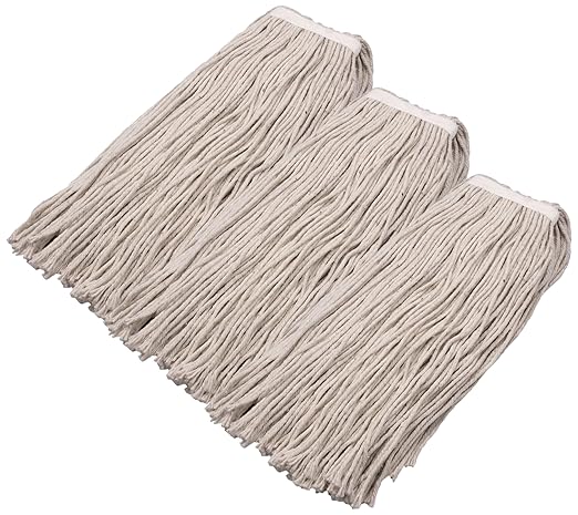 SPARTA Flo-Pac Cotton Mop Head, Cut-End, Narrow Band with White Band for Organized Cleaning, 40 Inches, Tan (Pack of 3)