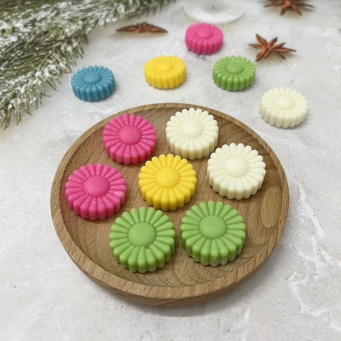 Daisy Flower Chocolate Silicone Molds, Gummy Candy Molds for Cake Decorations, Fondant Mold Silicone with Scraper (flower purple molds 002)