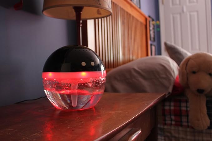 EcoGecko Magic Ball, Light Up Air Revitalizer, Air Freshener, Room Aromatizer, Aroma and Essential Oil Diffuser with Orange Peel, Cinnamon Oils, 2 Bottle 30ml Each (Black)