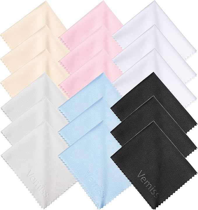 Vemiss 18 Pack Microfiber Cleaning Cloths, Eyeglasses Cleaner Wipes, Lens Wipes for Sunglasses Camera Lenses Cell Phones Laptops and More (Color 1)