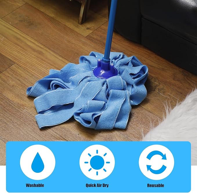 Yaomiao 12 Pcs Microfiber Mop Heads Replacement for 0.8 Diameter Handle Floor Cleaning Wet Dry Cotton Cloth Mop Head Refills for Industrial Commercial Cleaning