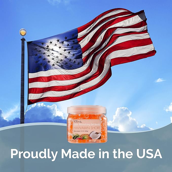 Clear Air Odor Eliminator Gel Beads - 12 oz, Pack of 2 - Air Freshener Made with Essential Oils - Eliminates Odors in Bathrooms, Cars, Boats, RVs & Pet Areas - Hawaiian Shore Scent