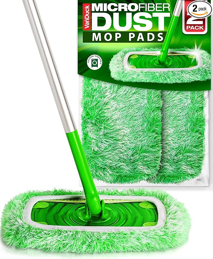 VanDuck Floor Duster Refill Compatible with Swiffer Sweeper Mop (2 Pack) - Microfiber Pet Heavy Duty Dry Cloth Refills - Reusable Mop Pad