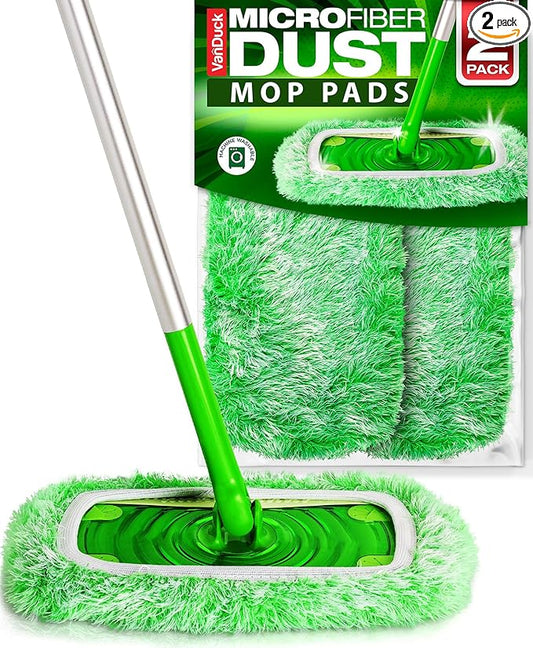 VanDuck Floor Duster Refill Compatible with Swiffer Sweeper Mop (2 Pack) - Microfiber Pet Heavy Duty Dry Cloth Refills - Reusable Mop Pad