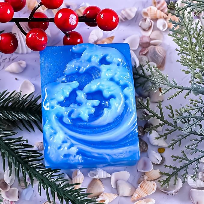 Ocean Wave Soap Molds, Sea Wave Silicone Soap Molds for Rectangle Nautical Wave Swirls Pattern Soap DIY Homemade Craft Soap Candle Making