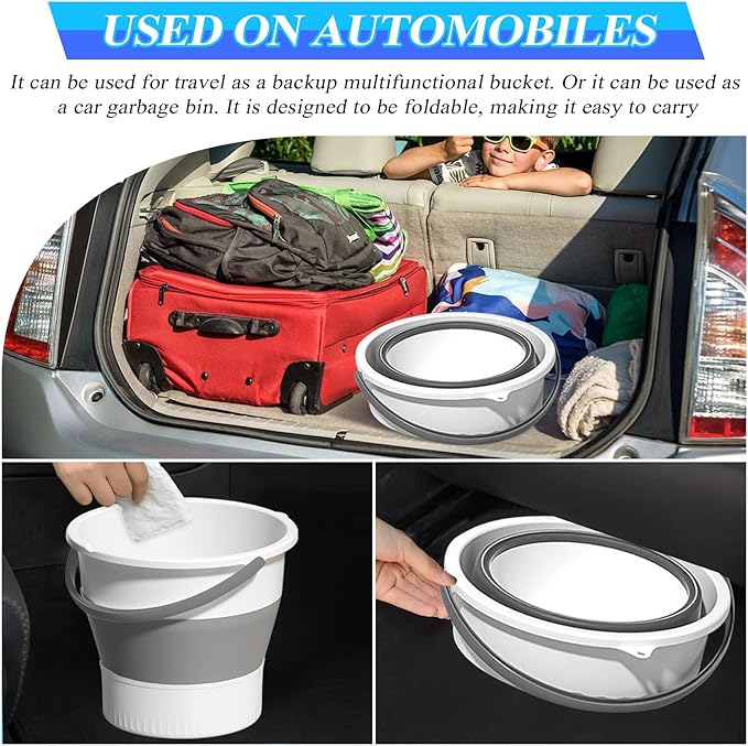 Collapsible Bucket 4.5 Gallon/17L Large Plastic Household Cleaning Mop Buckets Foldable Water Bucket for Car Wash Fishing Camping Beach (White)