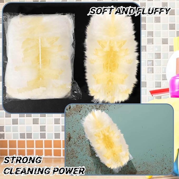 Vesici 50 Pcs Duster Refills Compatible with Swiffer Dusters Bulk Disposable Replacement Thickened with 1 Handle Heavy Duty for Cleaning, Office (Yellow,Blue,Orange,Purple)