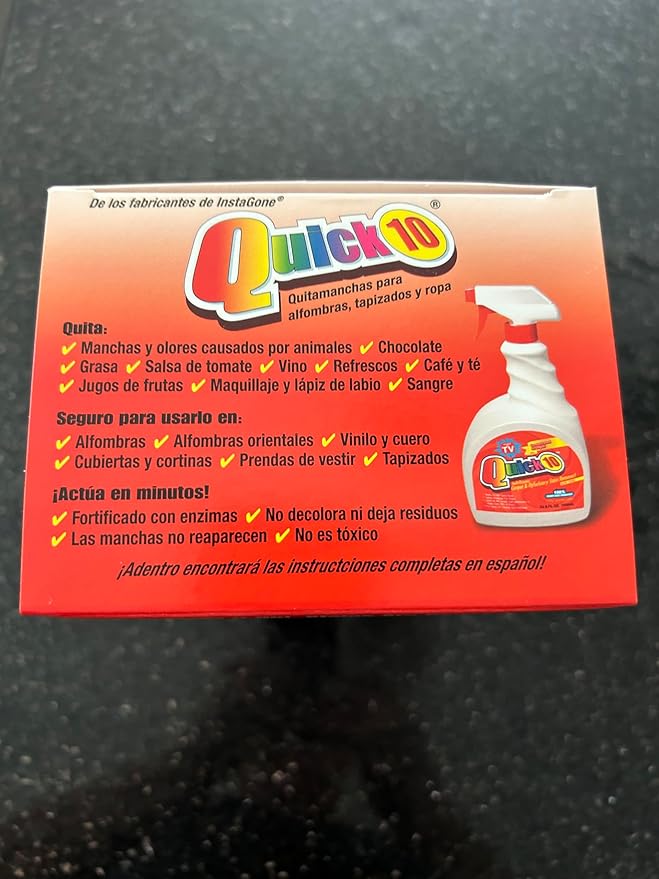 QUICK10 - Multipurpose Stain Cleaner - Enzyme Cleaner for Carpet, Clothing, Upholstery & Pet Messes - Pre-Laundry Wash & Versatile Stain Remover