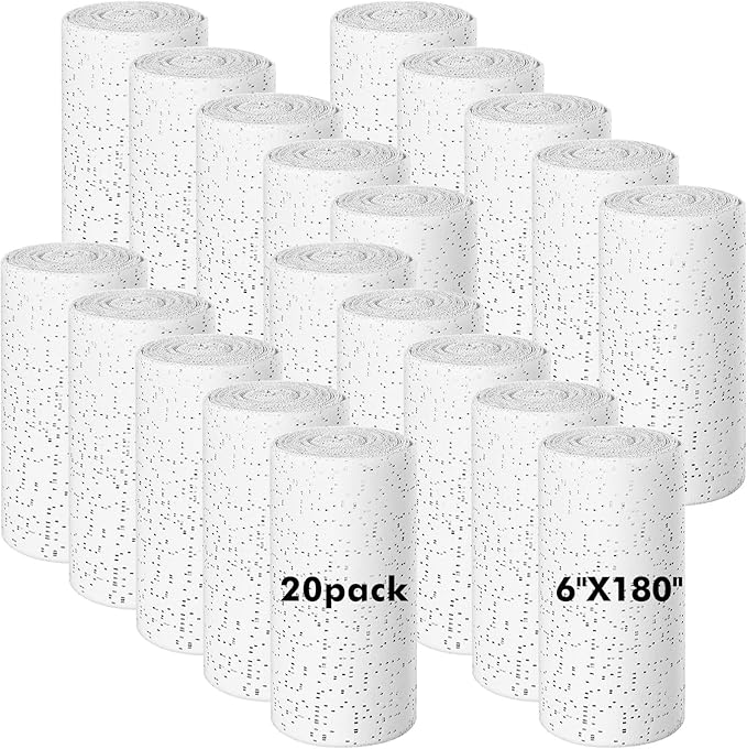 20 Pack Plaster Cloth Gauze Bandage Rolls for Art Craft Project Each Roll 5 Yards Plaster Strip Gauze Wrap Bulk for Body Casts Belly Molds Mask Making Sculptures(6 x 180 Inch)