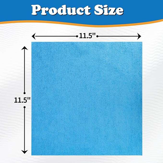 FIXSMITH Microfiber Cleaning Cloth, Pack of 12, Shop Towels Bulk, Microfiber Towels for Cars, Lint Free, Scratch-Free Cleaning Cloths, Cleaning Rags for Housekeeping, 11.5 x 11.5 inch