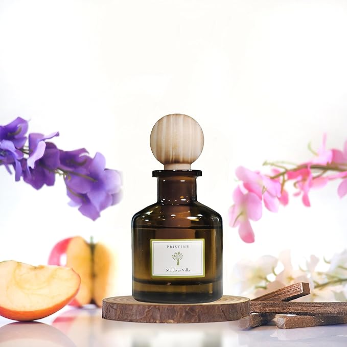 PRISTINE Maldives Villa/Inspired by Marriott Hotel Ball Diffuser for Wardrobe | Citrusy Grapefruit, Apple/Ocean Breeze/Sandalwood Oil Mini Diffuser Decor | Air Freshener for Closets