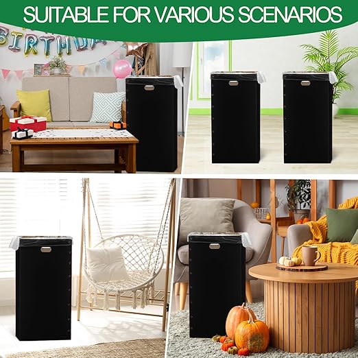 Nosiny 10 Pcs 50 Gallon Disposable and Reusable Corrugated Cardboard Trash Cans for Events, Recycling Bins Bulk with Trash Bags,Cardboard Garbage Boxes for Parties,18" x 18" x 36" (Black)