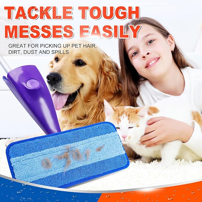 DR DAPPER Reusable Wet Jet Pads Compatible with Swiffer WetJet Mop, 4 Pack Wet Jet Refills, Reusable Wet Pads, Microfiber Mop Pad Refills for Floor Mopping and Cleaning, Wet & Dry Use Refills, Blue