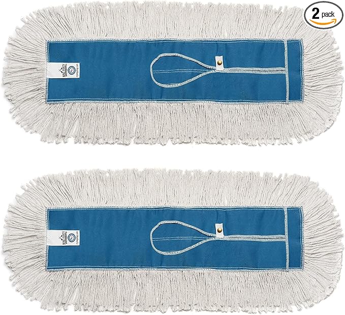 Nine Forty Industrial-Grade 36x5 Cotton Dust Mop Head Refills, Perfect Replacement for Busy Home, Gym, Industrial and Commercial Spaces, Heavy-Duty Mop for Janitorial & Housekeeping Needs - 2 Pack