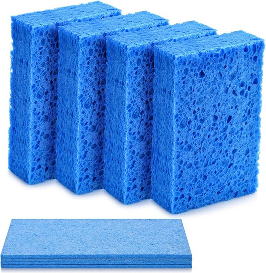 Mcyye 4PCS Compressed Kitchen Sponges for Household Use, Zero Scratch Scrub Dish Sponge Kitchen, Dual Sided Multipurpose Cleaning Sponges for Dishes, Kitchenware, Dishwashing Brushes, Save Space