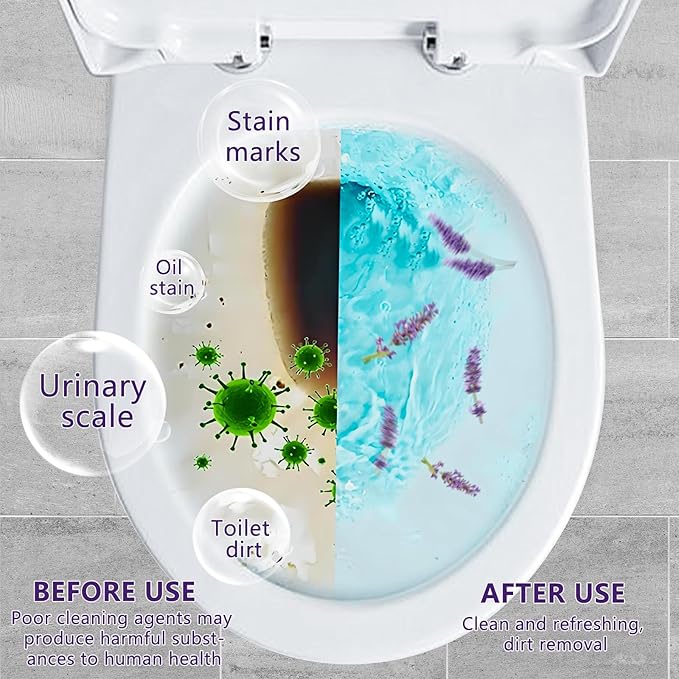 Toilet Bowl Cleaner Powder - Self-Activating Toilet Cleaner for Stubborn Stains & Limescale, Deep Cleaning Foam with Lavender Fragrance, Safe Toilet Cleaning Supplies (4 Packs × 3 oz)
