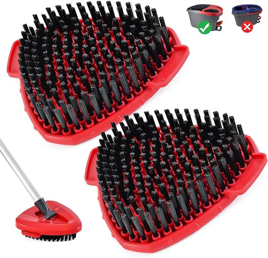 2 Pack Upgrade Scrub Brush Replace Heads Compatible with O Cedar EasyWring 1 Tank Spin Mop, Scrubber Brush Head for Ocedar EasyWring Spin Mop Scrubby Head Brush, More Layers of Bristles to Floor Clean